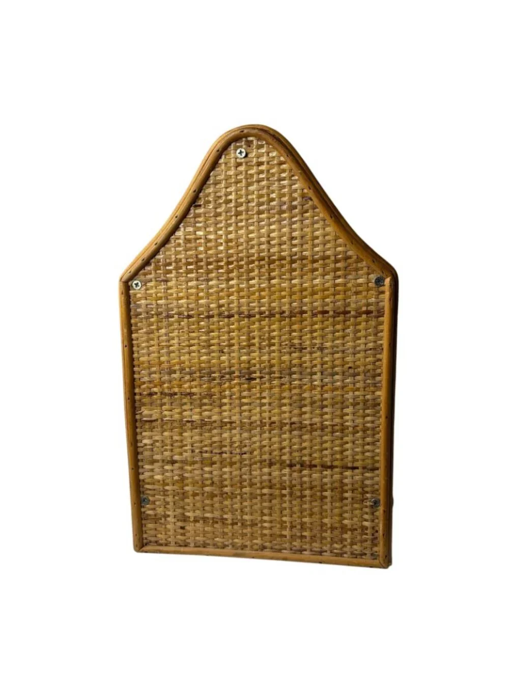 VTG MCM Natural Tortoise Bamboo Rattan & Wicker Wood Canterbury Magazine Rack